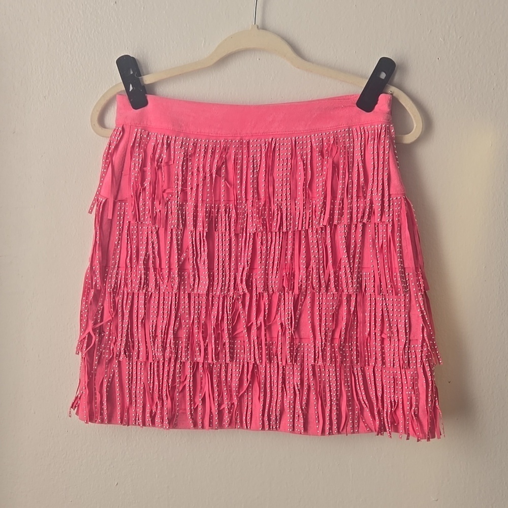 Born To Fly Pink Studded Fringe Skirt - Picture 11 of 11
